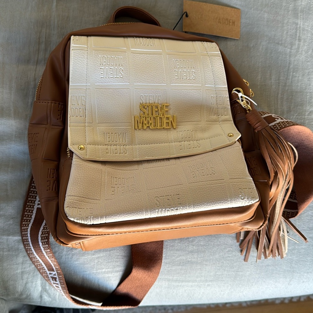 STEVE MADDEN  BTAMPA LOGO NEW WEB backpack with tassel fringe detachable detail